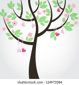 Valentines flower tree. Vector illustration for valentines day.