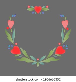 San Valentín se enmarca con corazones en un fondo gris. Por felicitaciones por el Día de San Valentín.