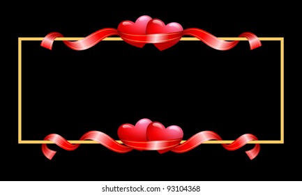 valentines frame with hearts and ribbons