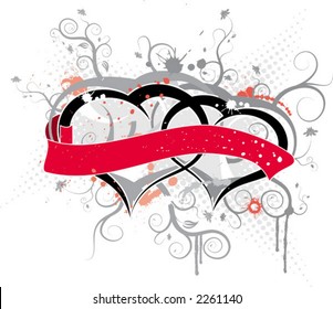 Valentines frame with ribbon, vector illustration