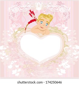 valentines frame with a sweet cupid