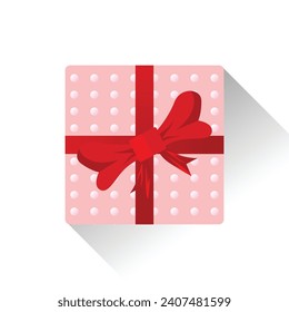valentinische Geschenkbox rosa Quadrat mit Polkadochen