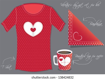 Valentine's gift set for her t-shirt bandanna cup for coffee