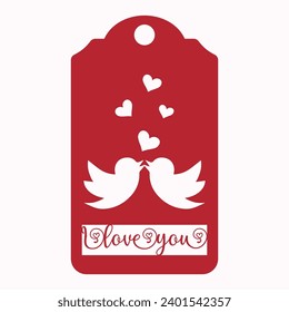 Valentine's Gift tag Illustration For laser cut, card, I love you, Be mine, Love always wins