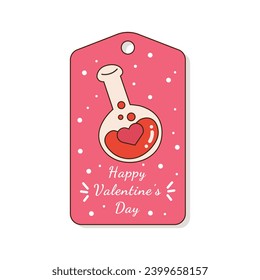 Valentine's Gift Tag With Romantic And Beauty Elements. Happy Valentine's day label. Cute tag and label with romantic elements. Vector illustration in flat style. Love you, you and me, be mine.