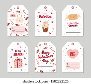 Valentine's gift tags set with romantic and beauty elements. Lovely card for Valentine's day, wedding, marriage, save the date.