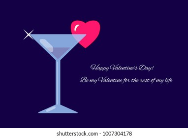 Valentine's glass. Vector illustration