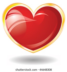 Valentine's glossy heart on white background
