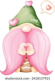 Valentines Gnome Clipart, Festive Gnome Clipart, Valentine Clipart, Gnome PNG, Valentine PNG, Cute Gnome Clipart.