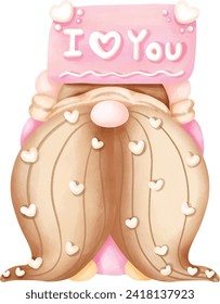 Valentines Gnome Clipart, Festive Gnome Clipart, Valentine Clipart, Gnome PNG, Valentine PNG, Cute Gnome Clipart.