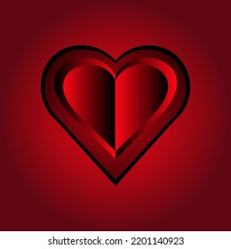 Valentines greeting card with copy space.  Style cut out paper red 3d heart. Valentine day concept. Banner with fashoin heart for wedding agency.