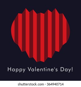 Valentines greeting card with harmonica red hearts and text on a deep blue background