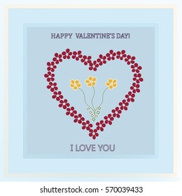 Valentine's greeting card on blue background