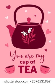 Valentine's greeting card with pair of teacups