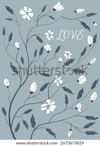 Valentines greeting card with wildflowers Vector card Holiday Vector card Floral banner