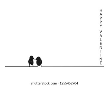 Valentine's greeting cards, bird lovers, cute love.