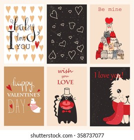 Valentine's greeting cards with cute animals.