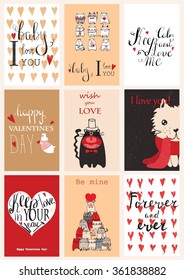Valentine's greeting cards with cute animals.