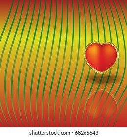 Valentine's greeting with heart and green stripped