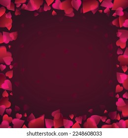 San Valentín saluda antecedentes con marco de corazones rojos. San Valentín. Fondo de vacaciones cuadrado, carteles, afiches, tarjetas, sitio web. Ilustración del vector