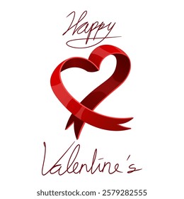 Valentine's greetings with ribbon ornaments forming a heart shape