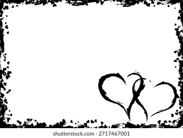 Valentines grunge frame com corações Valentines grunge frame com corações, elemento para design, ilustração vetorial