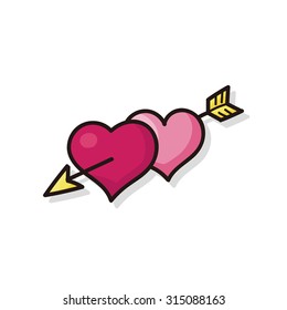 valentines heart arrow doodle