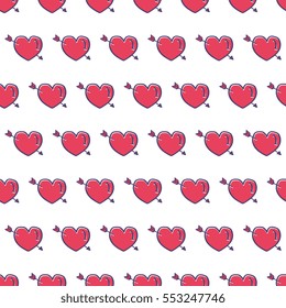 valentines heart arrow doodle pattern. seamless background