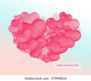 Valentines heart. Valentines heart background with lot of  hearts. Vector illustration with balloons heart.