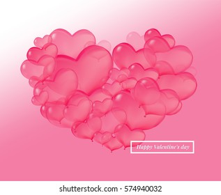 Valentines heart. Valentines heart background with lot of  hearts. Vector illustration with balloons heart.