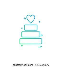 valentine's heart cake icon vector design