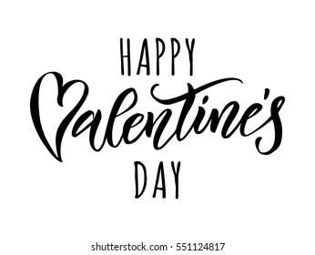 Texto de caligrafía cardíaca de San Valentín para tarjeta de felicitación con fuente negra sobre fondo blanco. San Valentín 14 Febrero diseño de felicitaciones por vectores de amor 