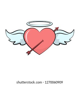 Valentines heart card with arrow wings