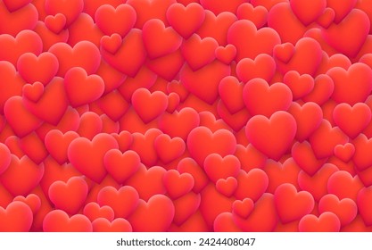 Valentines heart. Decorative heart background with lot of valentines hearts.  3D Web Vector Illustrations.
