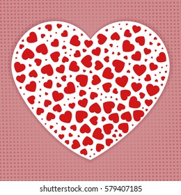 Valentines heart. Decorative heart background with lot of valentines hearts. Vector illustration.