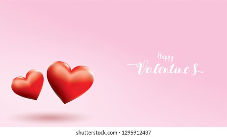 Valentines heart. Decorative love pink background with hearts and loves. copy space for text design. cute and sweet banner