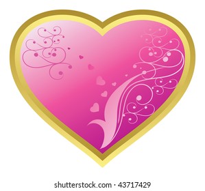 Valentine's heart with floral isolated on white background