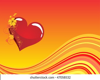 valentine`s heart with floral ornaments - vector
