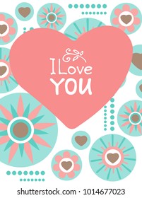 Valentines heart frame on abstract floral background. Template for greeting cards and holiday decorations. Valentines Day illustration.