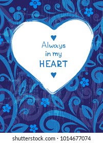 Valentines heart frame on abstract floral background. Template for greeting cards and holiday decorations. Valentines Day illustration.
