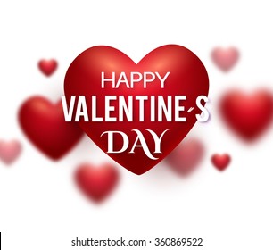 Valentine's Heart. Greeting Card with Blur Hearts. Vector illustration