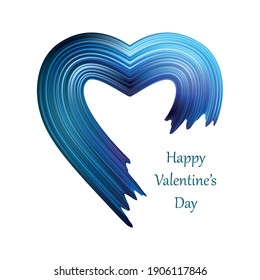Valentines heart liquid brush shape. Color valentine paint flow isolated on white. Vector illustration