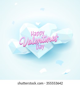 Valentines heart. Low poly abstract background. Happy Valentine's day card  Vector illustration.