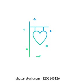 valentine's heart name plate icon vector design