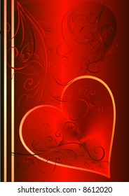valentines heart on red background