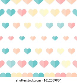 Valentine's heart pastel pattern. The seamless pattern in a pastel color palette with a love heart shape is suitable for cute stuff or wrap paper.