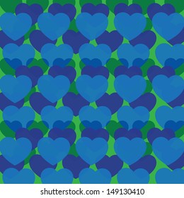 Valentines Heart Pattern dimensional overlapping blue color hearts