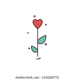 valentine's heart rose flower icon vector design