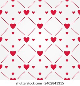 Valentine's heart seamless pattern, decorative wallpaper. simple vector heart icon. design for greeting cards, posters, social media, gift wrapping.