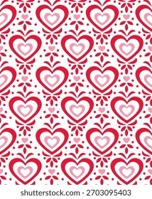 Valentine's Heart Seamless Pattern on White Background. good giftwrapping and wallpaper- Valentines Heart vector Illustration 